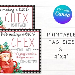 Chex Snack Mix Gift Tag Printable Christmas Treat Tag Holiday Neighbor ...