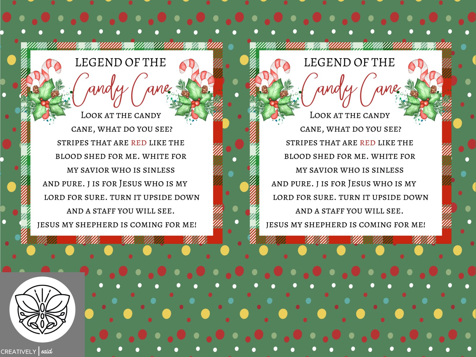 Legend of the Candy Cane Tags | Religious Gift Tag | Advent Partner ...