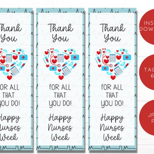 Nurse Week Appreciation Gift Tag | Nurse Appreciation | Happy Nurses Week Gift Tag | Instant Download | Nurse Thank You Tag