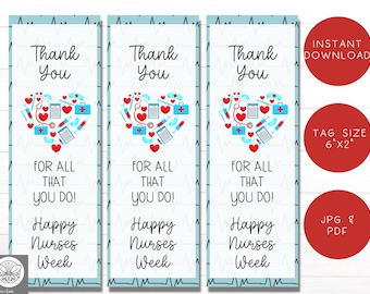 Nurse Week Appreciation Gift Tag | Nurse Appreciation | Happy Nurses Week Gift Tag | Instant Download | Nurse Thank You Tag