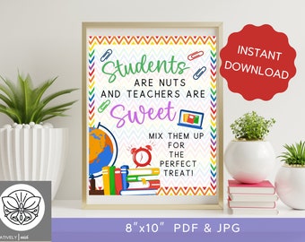 Printable Trail Mix Sign | Teacher Appreciation Sign | Teacher Treat Sign | Instant Download | Trail Mix  Printable Sign for Teachers