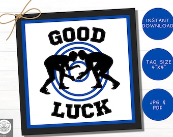 Sports Tags | Printable DIY Good Luck Wrestling Mom Gifts | Teammate Tags | Team Gift Treats | Sign | Good Luck Wrestling Match | Coach Gift