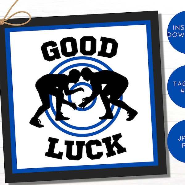 Sports Tags | Printable DIY Good Luck Wrestling Mom Gifts | Teammate Tags | Team Gift Treats | Sign | Good Luck Wrestling Match | Coach Gift