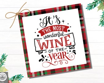 Christmas Wine Tags | Wine Bottle Tags for Christmas Gifts | Hostess Gift Tag | Holiday Spirits Gift Tag | Neighbor Christmas Gift