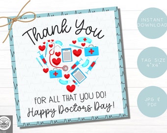Doctor Appreciation Day Printable Gift Tags | Gifts for Doctors | Happy National Doctors Day 2023 | Printable Doctor Appreciation Tags