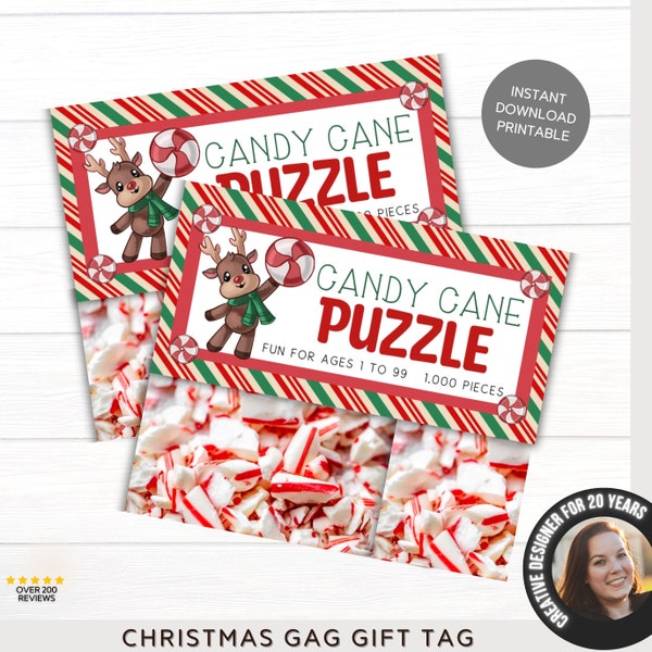 Zuckerstange Puzzle Weißer Elefant Gag Geschenk | Wichtelgeschenk | Weihnachtsgeschenk | Puzzle Taschendeckel | Kinder Weihnachtsgeschenke