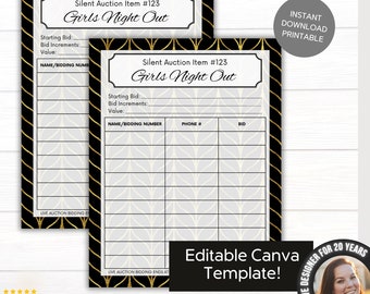 Fundraiser Auction Gift Baskets Form Flyer | Basket Bid Description List | School Gala Event Templates | Auction Items | Bidding Sheet