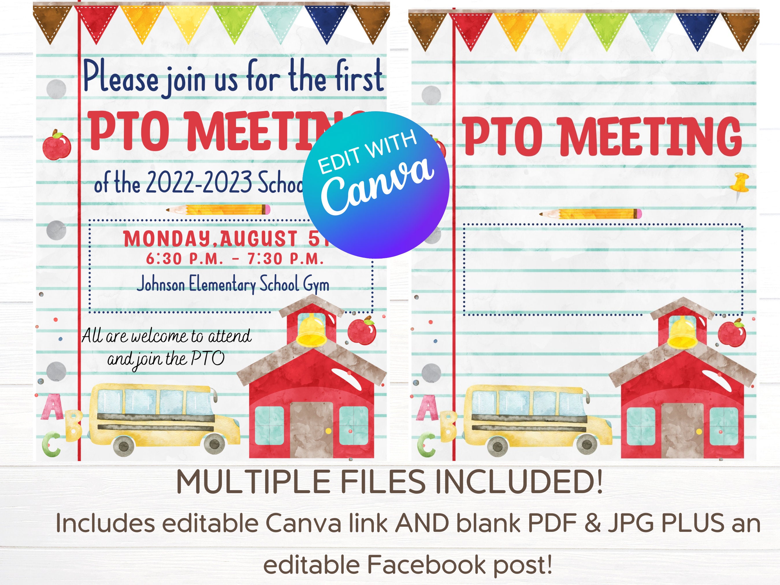 Editable Canva Template PTO Meeting Flyer | Editable Canva Template ...