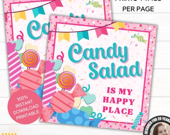 Candy Salad Printable Gift Tag Instant Download | Gifts for Candy Lovers | Valentine's Day Gifts for Her | Teacher Nurse Thank You Gift Tags