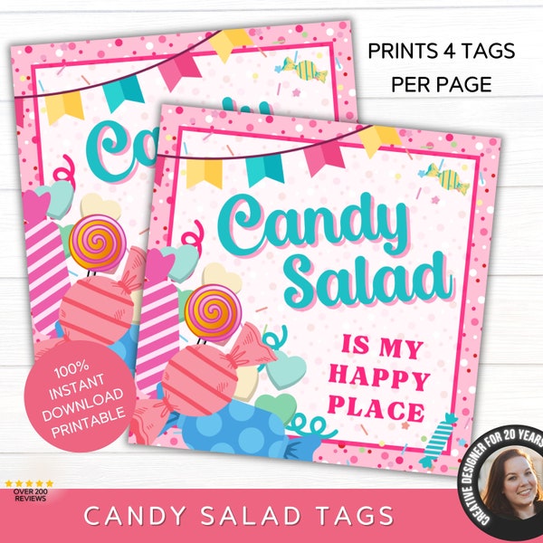 Candy Salad Printable Gift Tag Instant Download | Gifts for Candy Lovers | Valentine's Day Gifts for Her | Teacher Nurse Thank You Gift Tags