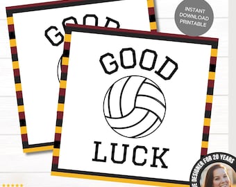 Tags de boa sorte do voleibol | lembrancinha de voleibol para imprimir | Presente para treinador de voleibol | Etiquetas do deleite da equipe de voleibol | Voleibol para impressão