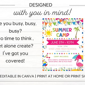 Volante de campamento de verano / Volante de verano / Plantilla editable imprimible / Plantilla de Canva / Volante imprimible / Plantilla de verano imagen 4