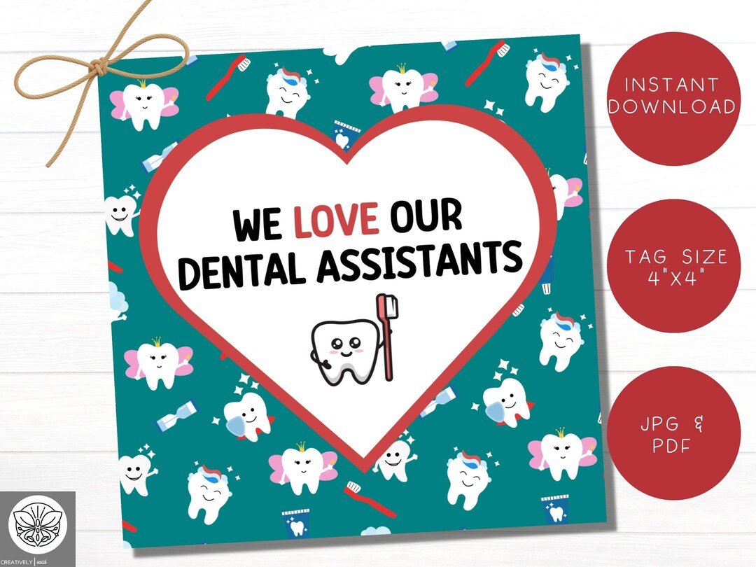 Dental Assistant Appreciation Gift Tags Happy Dental Etsy