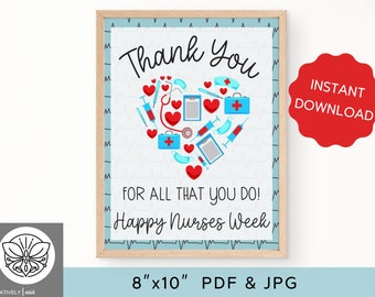 Nurse Week Appreciation Sign | Nurse Appreciation | Happy Nurses Week Sign | Instant Download | Nurse Thank You Sign