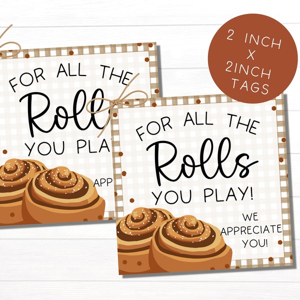 Cinnamon Roll Gift Tag | Teacher Nurse Staff Appreciation Gift Tag | Bakery Treat Tag Label | Employee Volunteer Thank You | Hospital Staff