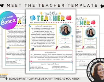 Meet the Teacher Template | Editable Teacher Printable | Editable Canva Template | Newsletter Template | Back To School Flyer Open House