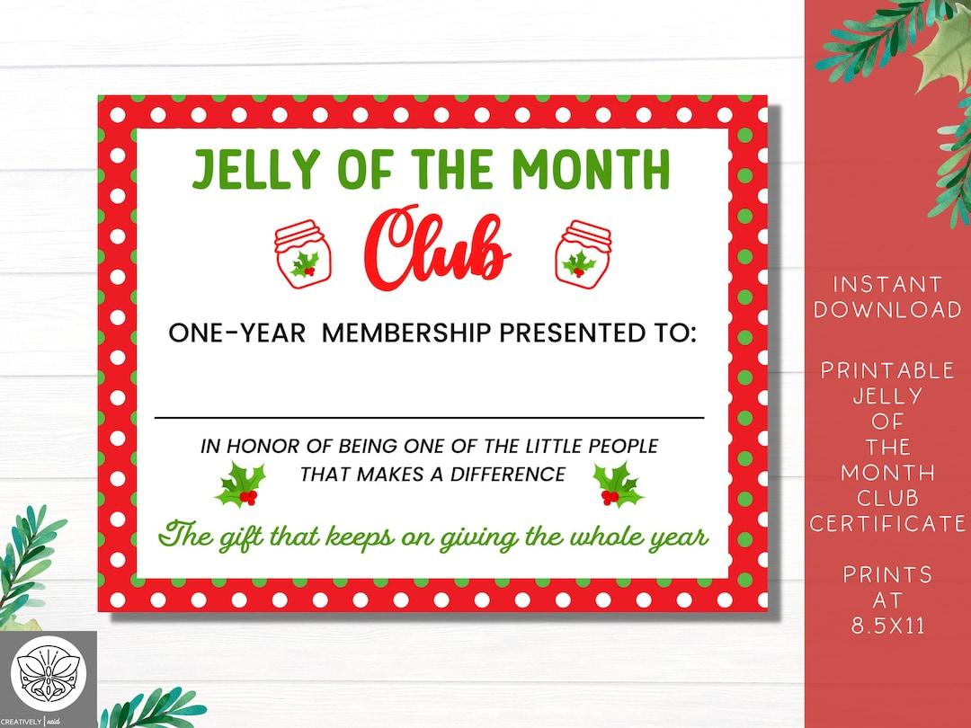 Christmas Vacation Jelly of the Month Club Certificate Printable Jelly of the Month Club Clark