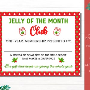 Christmas Vacation Jelly of the Month Club Certificate | Printable Jelly of the Month Club | Clark Griswold Quotes | Cousin Eddie Quotes