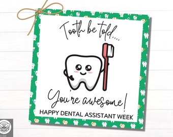 Dental Assistant Recognition Week | Dental Assistant Appreciation Week Gift Printable | Gifts for Dental Office Staff | Gift Basket Tag