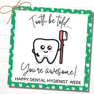 Semana de reconocimiento del higienista dental / Regalo de la semana de agradecimiento del higienista dental imprimible / Regalos para el personal del consultorio dental / Regalos de higiene dental