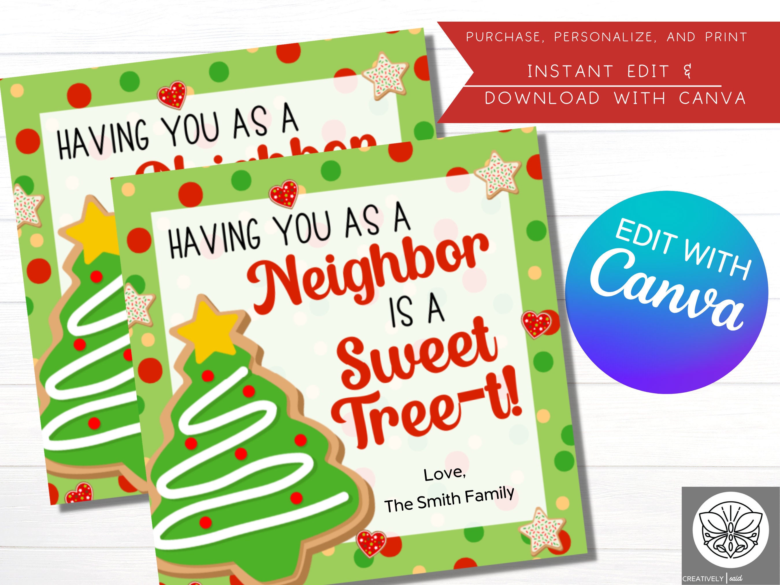 Easy Neighbor Christmas Gifts with Free Printable Tags