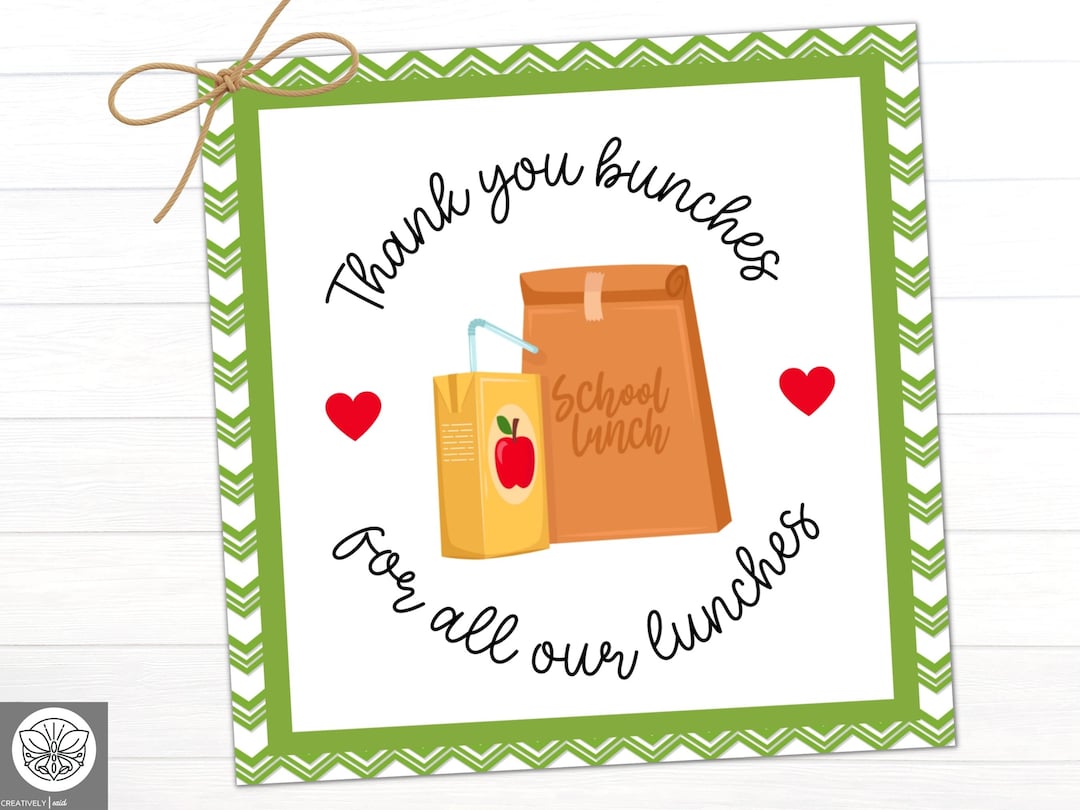 Lunch Lady Gift National Hot Lunch Week Printable Gifts for Cafeteria