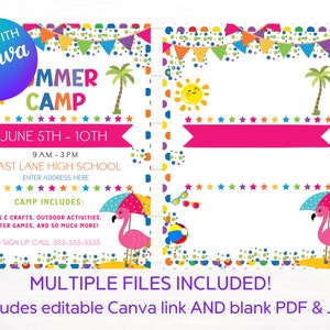 Volante de campamento de verano / Volante de verano / Plantilla editable imprimible / Plantilla de Canva / Volante imprimible / Plantilla de verano imagen 7