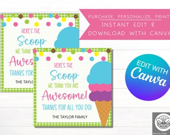 Editable Teacher Appreciation Printable | Gifts for Teachers | Appreciation week | PTO | First Day of School | Back to School | Canva