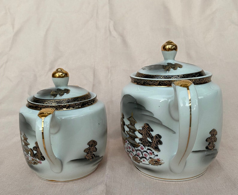 Vintage Genuine Kutani China Porcelain Gold Gilt Japanese Teapot W/ Lid