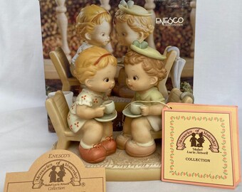 A Friendly Chat and A Cup of Tea / Memories of Yesterday Collectors Series Porcelain Figurine  Enesco Limited Edition New with original box!