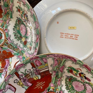 9&quot; Vintage Famille Rose Medallion Chinese Hand Painted Shallow Bowl/Plate with Butterfly, birds, & People, New with tag! SOLD INDIVIDUALLY
