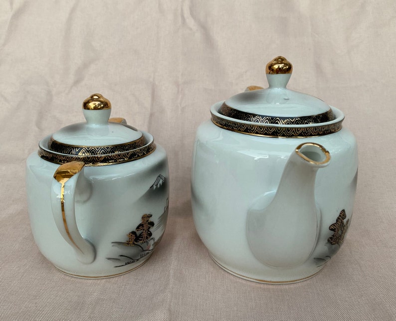 Vintage Genuine Kutani China Porcelain Gold Gilt Japanese Teapot W/ Lid
