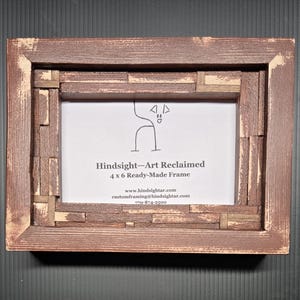 Rustic Charm: 4x6 Handmade Picture Frame with Wood Tile Detail and Distressed Finish