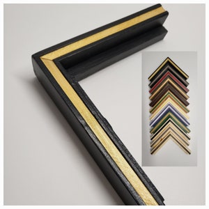Thick Border Pinstripe Canvas Floating Frame-3/4&quot; Surface Face, Made-to-Order Frame, Solid Wood Float Frame, Custom Sizes and Canvas Depths