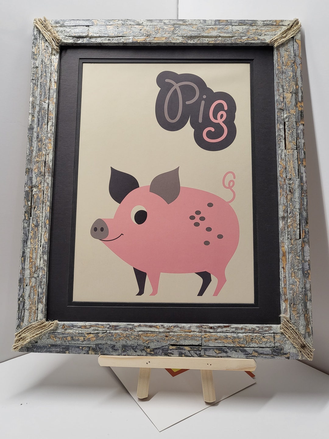 SALE ITEM 16 X 20 Farm Animal Framed Art Pig Handmade Etsy