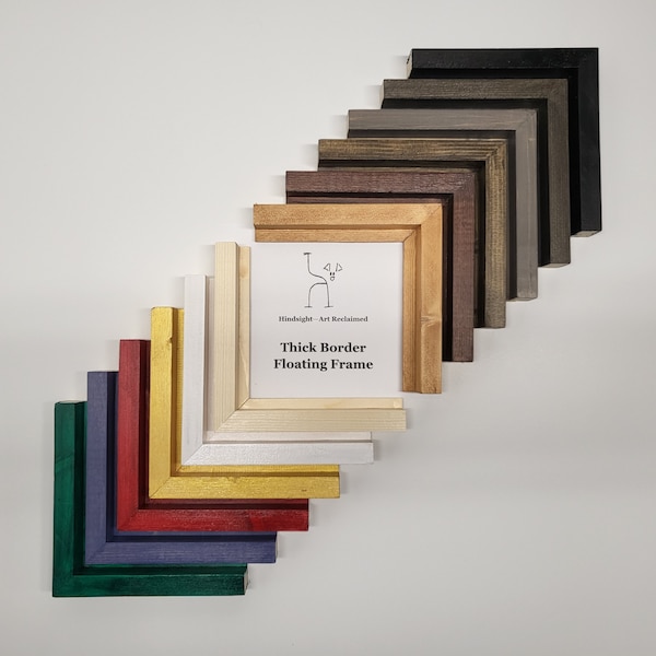 Thick Border Canvas Floating Frame - 3/4", Made-to-Order Canvas Frame, Solid Wood Float Frame, Handpainted, Custom Sizes and Canvas Depths