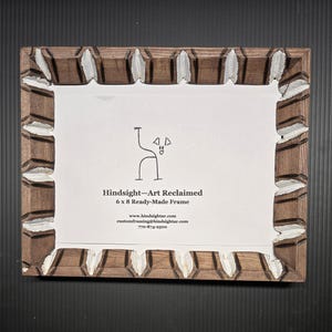 Walnut and White Primitive Folk Art Picture Frame, Handmade, Solid Wood, Rustic, Scrap Wood - 6x8