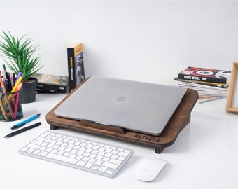 Wood Laptop Stand Graduation Gift, Office Desk Accessories 5th Anniversary Gift For Boyfriend, Birthday Gift For Lawyer