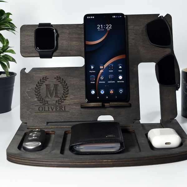 Charging Station  Gifts For Boyfriend, Docking Station Gift For Him, Tech Accessories, Fathers Day Gift, Desk Organizer