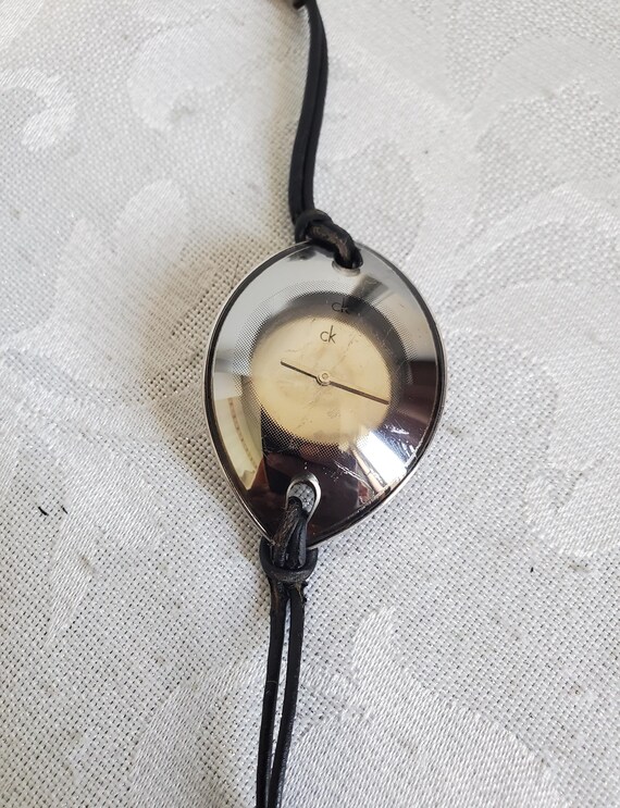Calvin Klein Black Leather watch with Silver Oval Case Calvin Klein | Accessories | Calvin Klein Mens Vintage  main image 3