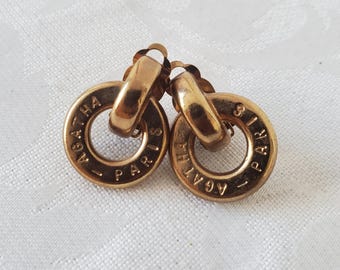Agatha Paris - Vintage gold clip-on earrings from the 90s