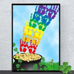 RAINBOW Pot of Gold handprints / Crafts for toddlers & kids / Keepsake PRINTABLE / Digital instant download