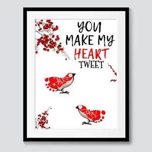 HEART TWEET footprints / Crafts for toddlers & kids / Valentine&#39;s Day gift / Keepsake PRINTABLE / Digital instant download
