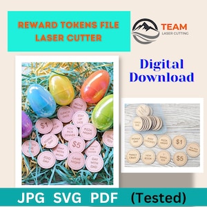 SVG ファイル KIDS REWARD トークン、イースター バスケット トークン デジタル ファイル、イースター リワード トークン デジタル ダウンロードのみ