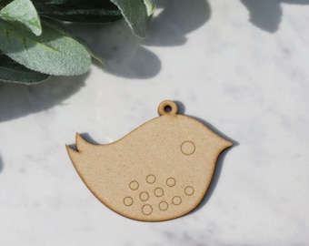 Unfinished Wooden Sparrow Cutout: Laser Engraved Plywood Bird (Pair)