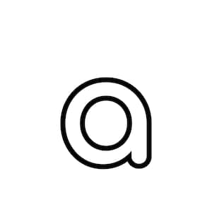 May include: A simple, black and white graphic of the lowercase letter "a". The letter is a rounded shape with a thick black outline and a white center, set against a plain white background.