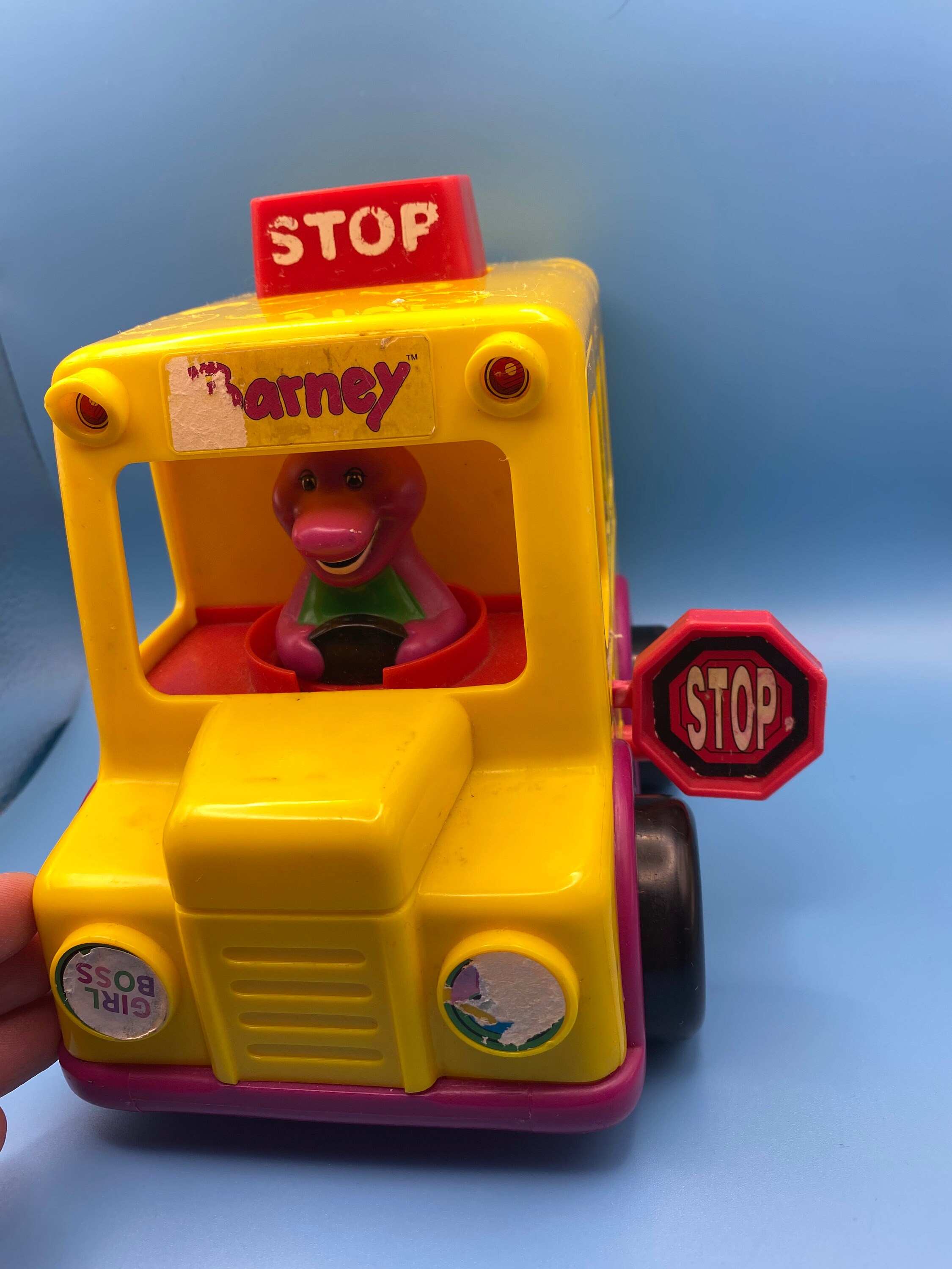 Barney School Bus. Push the Stop Button and It Moves the Bus Etsy Ireland