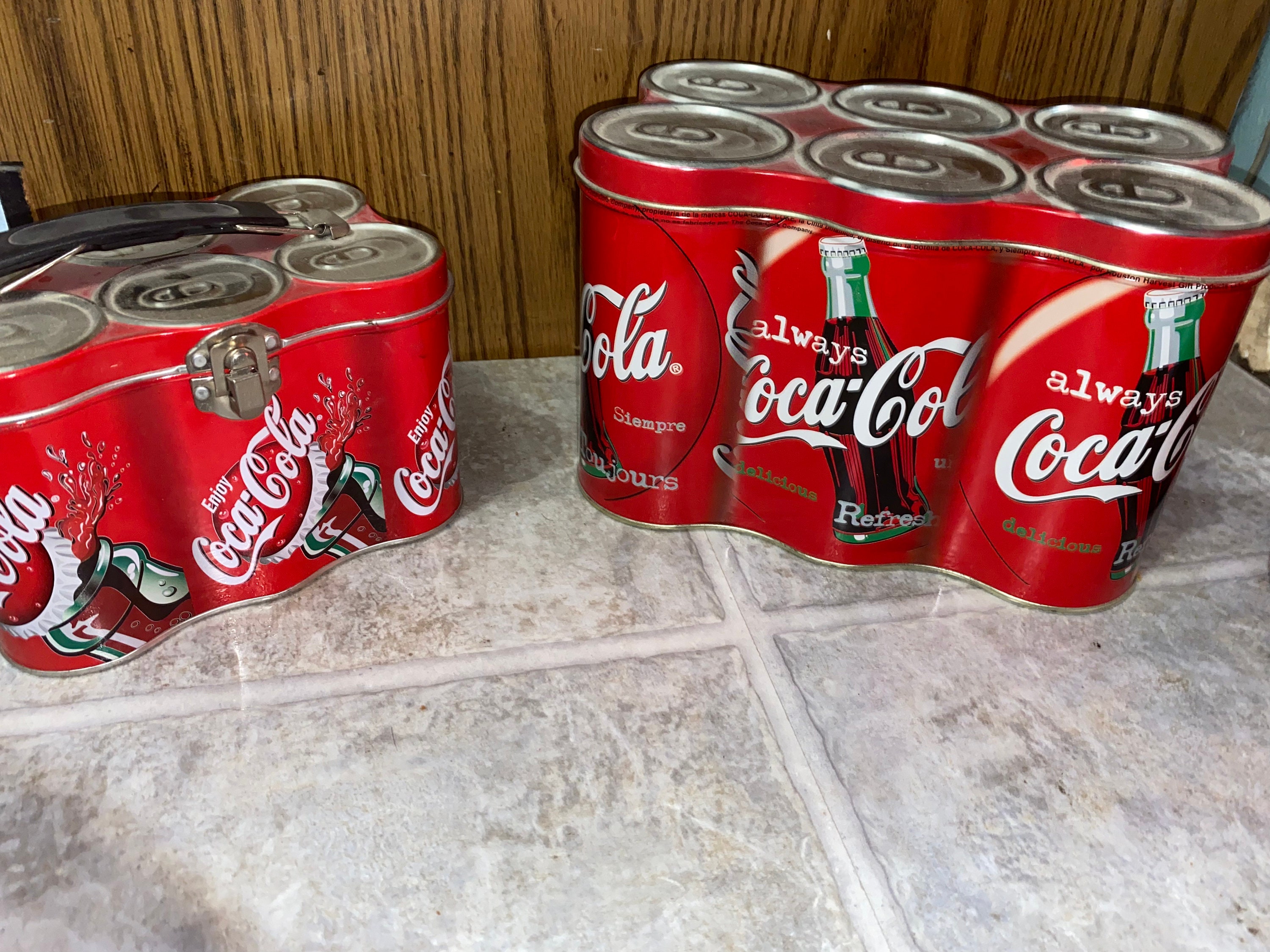 Cocacola Coke 6pack Cans Collectible Tin 1998 and Vintage Coca Cola 6