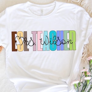 ESL Teacher Personalized T-shirt, Cute Teacher Shirt, Fun English Teacher Top, Teaching Online Unisex Jersey Short Sleeve Tee