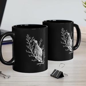 Taza de urogallo de cola afilada: regalo para amantes de las aves de caza, taza negra de 325 ml